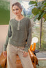 WASHED HENLEY CHUNKY KNIT SWEATER: OLIVE