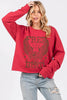 Free Bird Vintage Graphic L/S Faux Crop Sweatshirts: RED / S