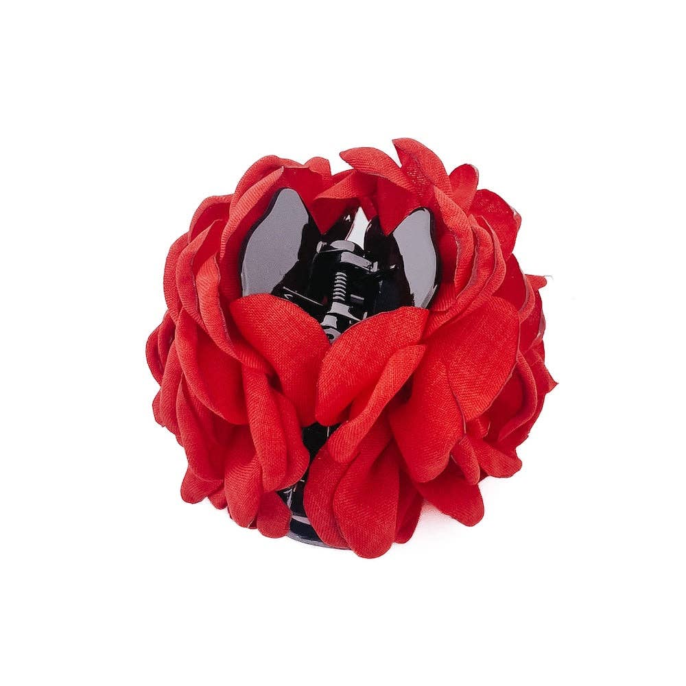 Blooming Rose Hair Claw Clip: Red