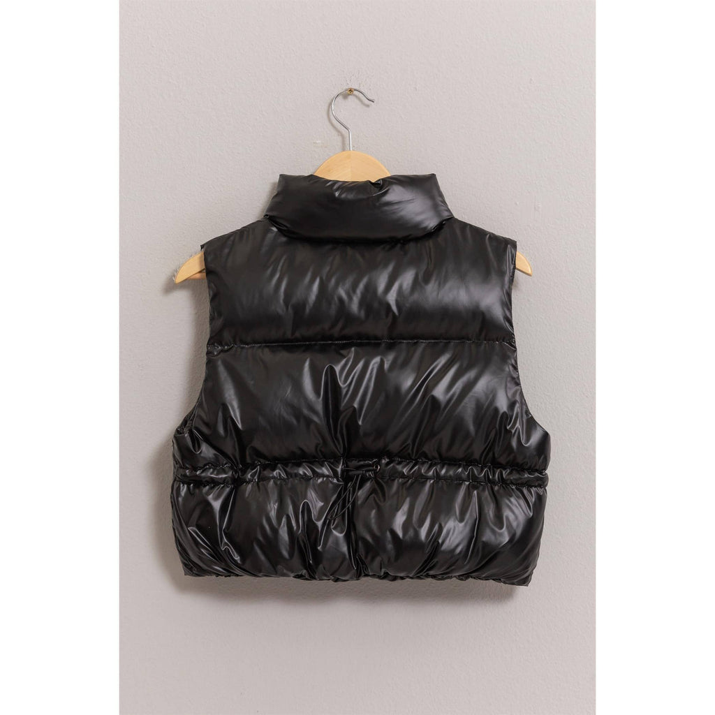 Metallic Puffer Vest: PINK / M