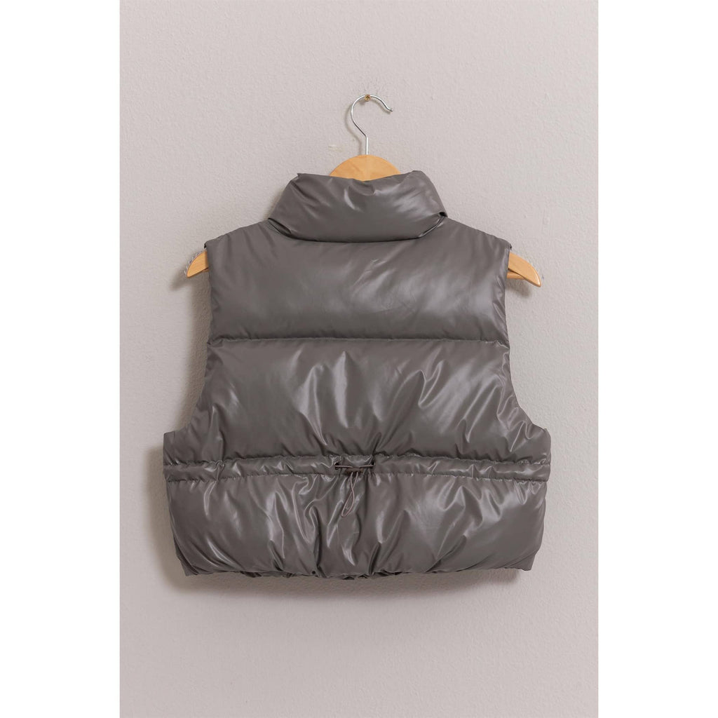 Metallic Puffer Vest: PINK / M