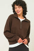 HALF ZIP-UP COLLAR SWEATSHIRT: CHOCOLATE BROWN / L