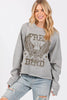 Free Bird Vintage Graphic L/S Faux Crop Sweatshirts: RED / L