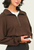 HALF ZIP-UP COLLAR SWEATSHIRT: CHOCOLATE BROWN / L