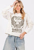 Free Bird Vintage Graphic L/S Faux Crop Sweatshirts: RED / L