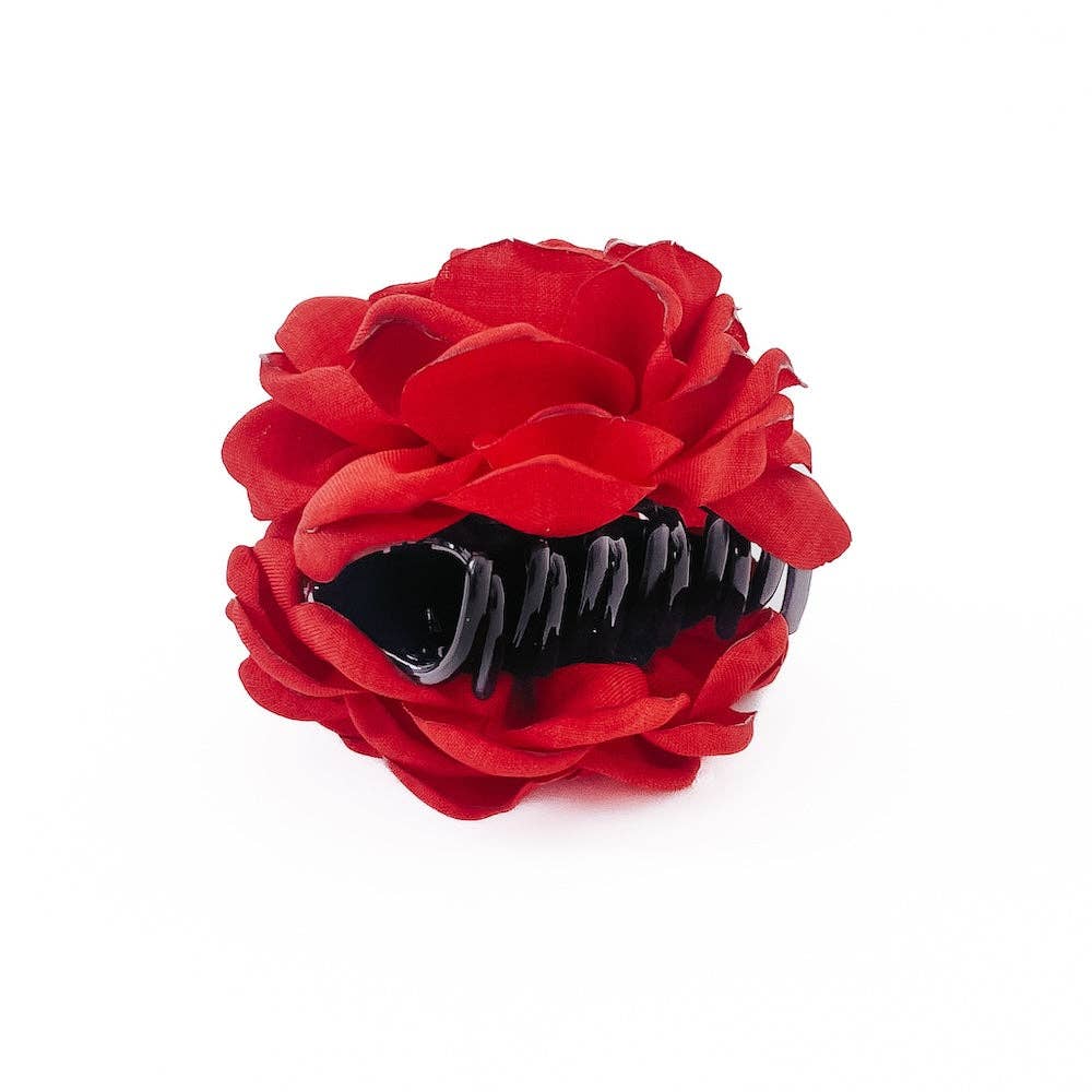 Blooming Rose Hair Claw Clip: Red