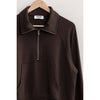 HALF ZIP-UP COLLAR SWEATSHIRT: CHOCOLATE BROWN / L