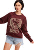 Free Bird Vintage Graphic L/S Faux Crop Sweatshirts: RED / L