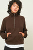 HALF ZIP-UP COLLAR SWEATSHIRT: CHOCOLATE BROWN / L