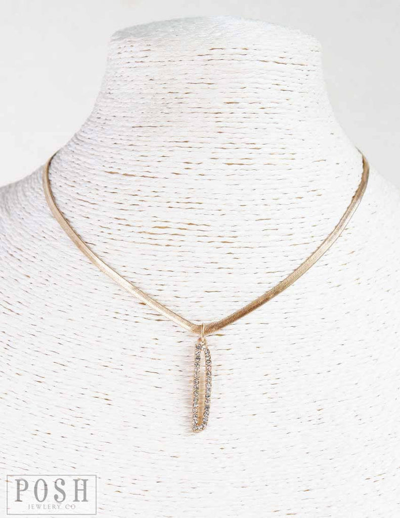 Rhinestone initial necklace 9PN082  LAST CALL: Gold / C