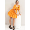 SMOCKED MINI DRESS: ORANGE / S