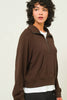 HALF ZIP-UP COLLAR SWEATSHIRT: CHOCOLATE BROWN / L