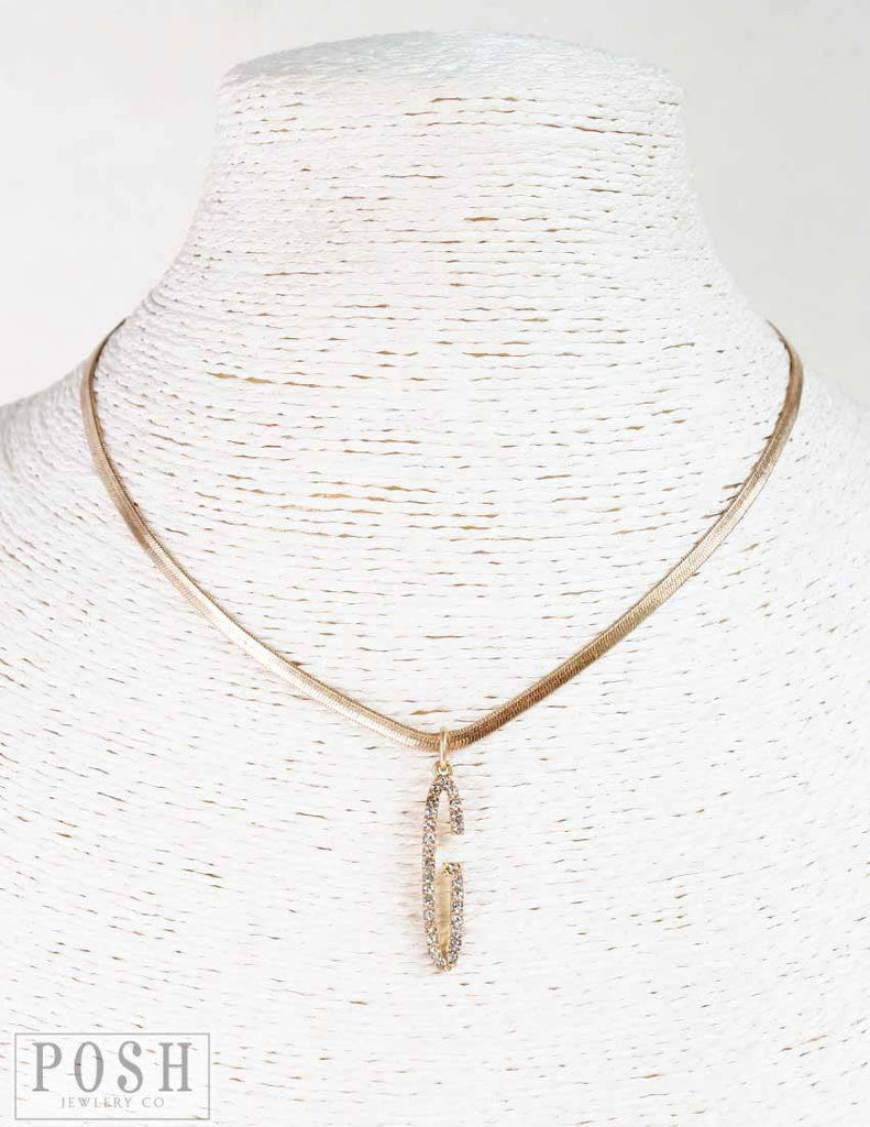 Rhinestone initial necklace 9PN082  LAST CALL: Gold / C