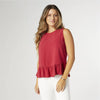 Raven Peplum Tank with Ruffle: S/M / Red