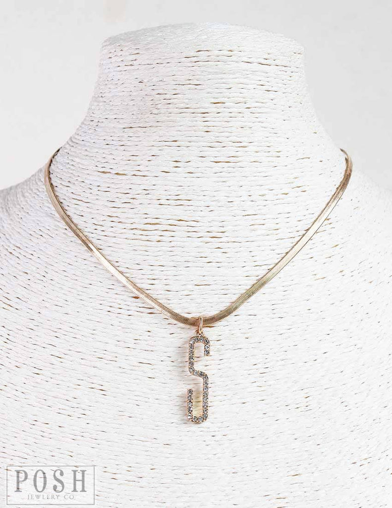 Rhinestone initial necklace 9PN082  LAST CALL: Gold / E