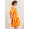 SMOCKED MINI DRESS: ORANGE / M