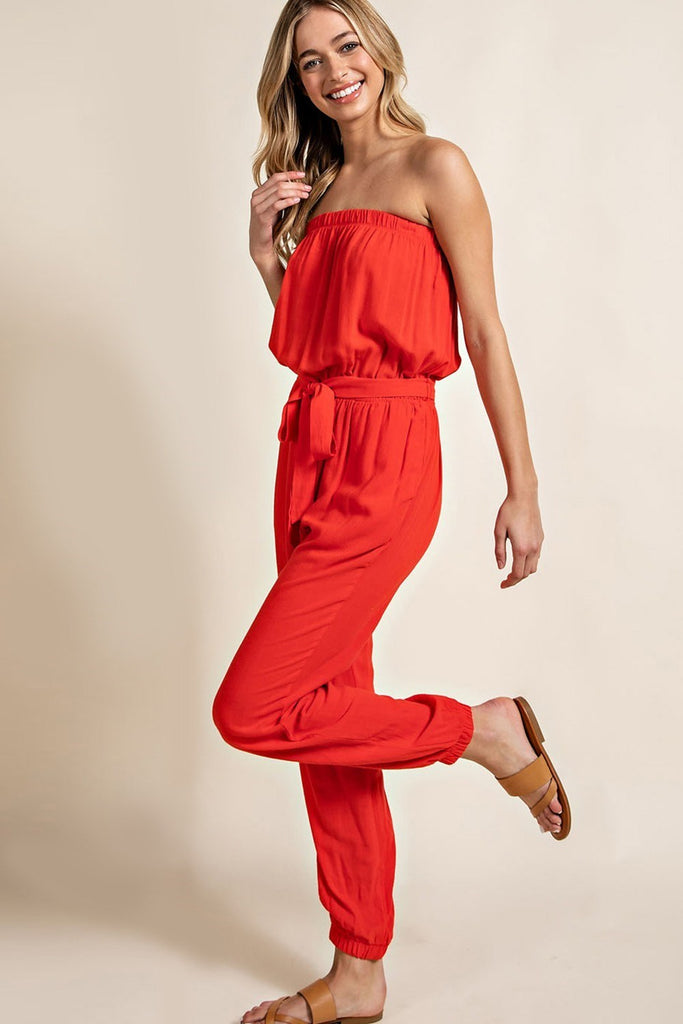 Sleeveless Tie Waist Jumpsuit