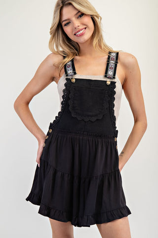 Fran Corduroy Overalls: Black / S/M