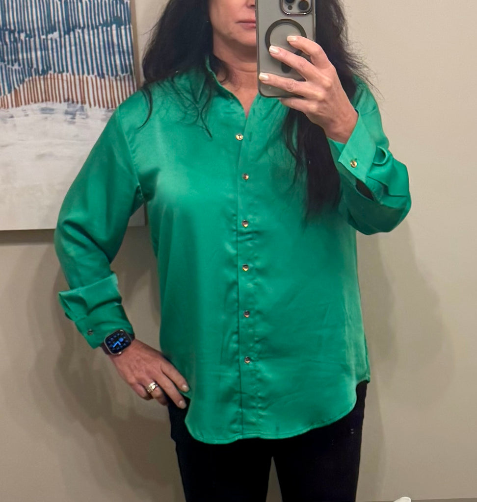 Button Front Collared Blouse Top