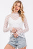 FLORAL SHEER LACE TOP: WHITE / L