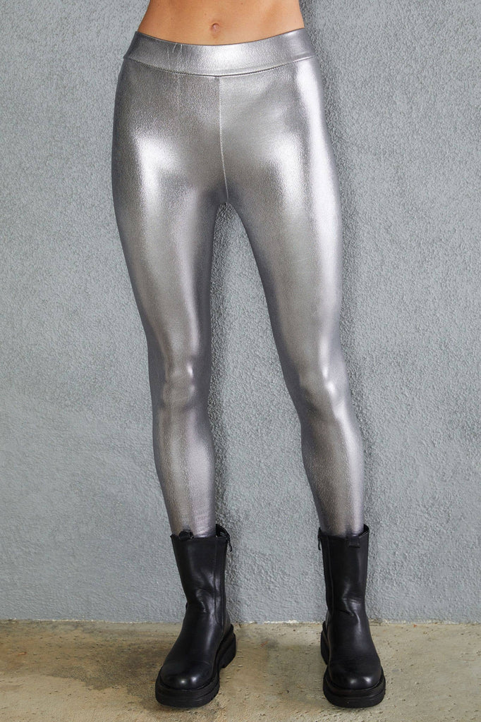 PU METALIC COATED LEGGINGS  Silver / MEDIUM