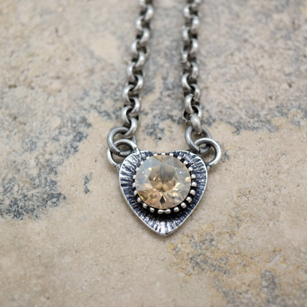 Darla Heart Necklace: White Ice