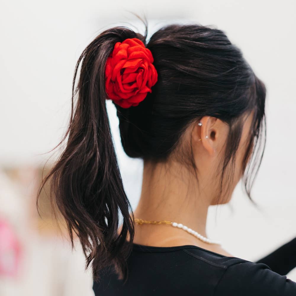 Blooming Rose Hair Claw Clip: Red