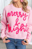 Merry & Bright Waffle Knit Sweater: Pink / L