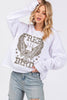 Free Bird Vintage Graphic L/S Faux Crop Sweatshirts: RED / L