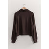 HALF ZIP-UP COLLAR SWEATSHIRT: CHOCOLATE BROWN / L