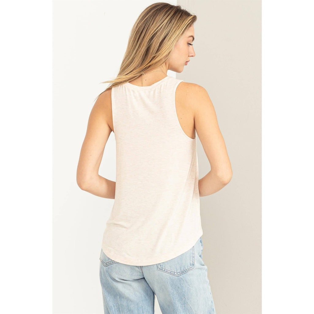 SLEEVELESS TANK TOP: OFF WHITE / M