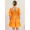 SMOCKED MINI DRESS: ORANGE / S