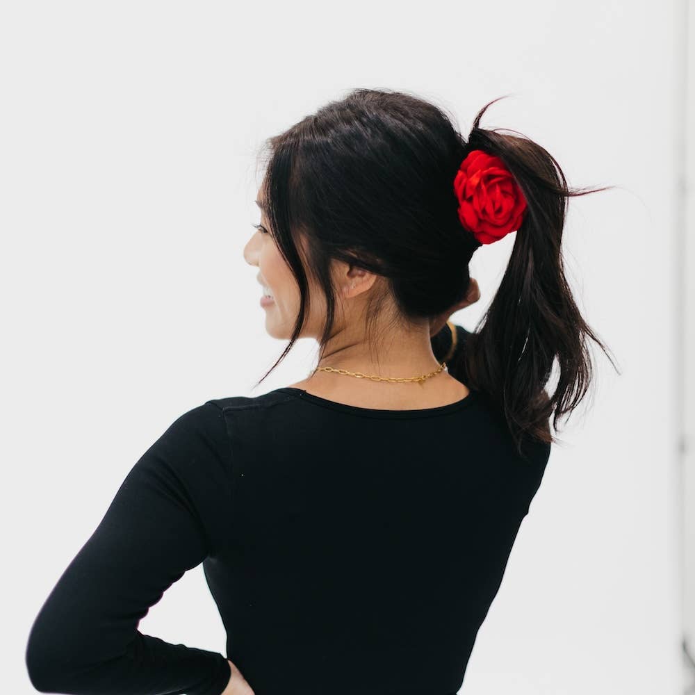 Blooming Rose Hair Claw Clip: Red