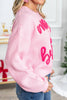 Merry & Bright Waffle Knit Sweater: Pink / L