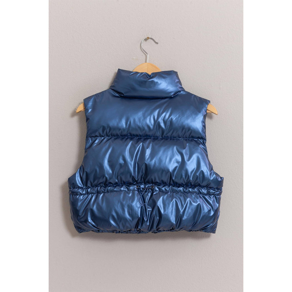 Metallic Puffer Vest: PINK / M