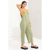 TIE SHOULDER JUMPSUIT: L / OLIVE