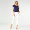 OMG Capri Jeans with Embroidered Eyelet Trim: M / Crisp White