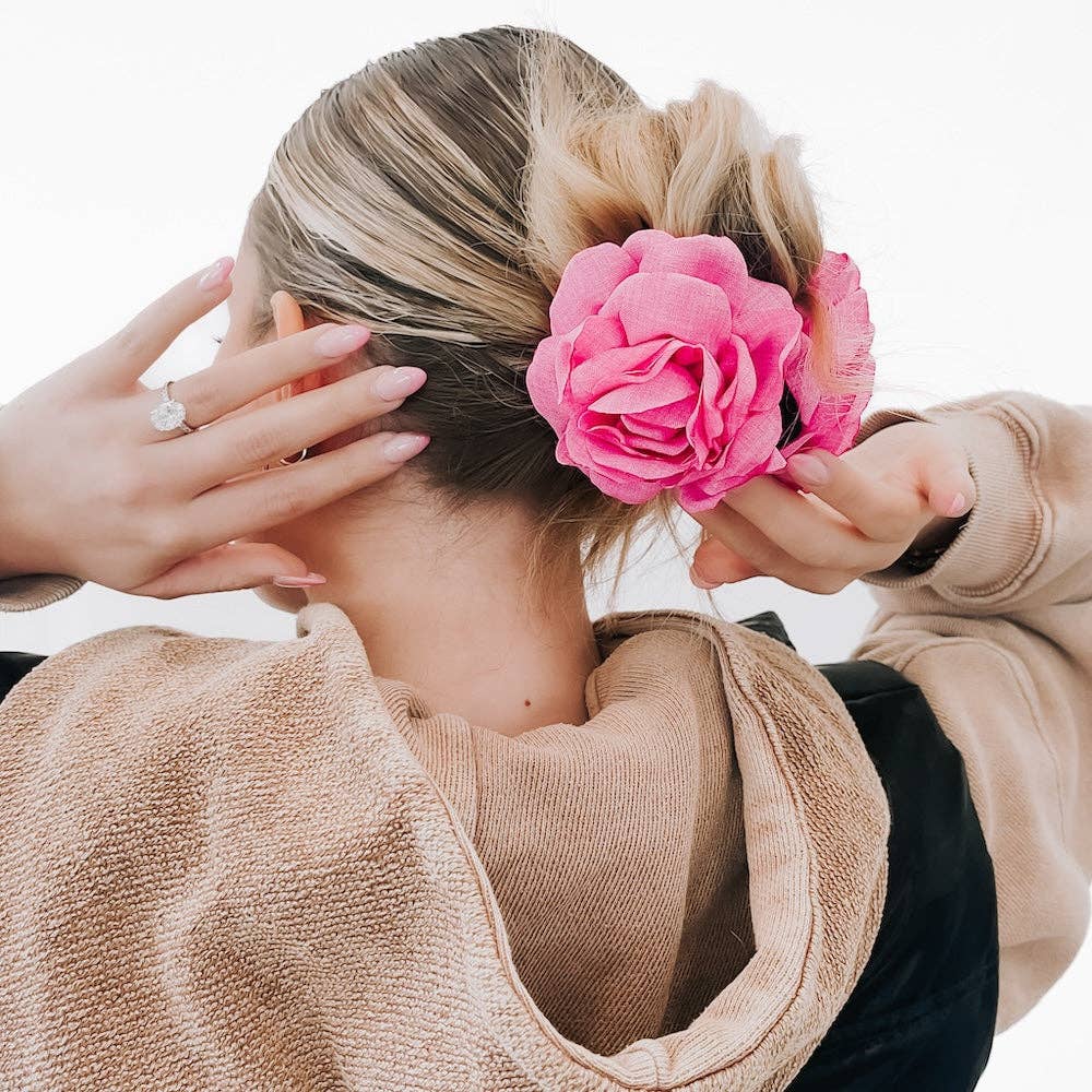 Blooming Rose Hair Claw Clip: Red