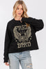 Free Bird Vintage Graphic L/S Faux Crop Sweatshirts: RED / L